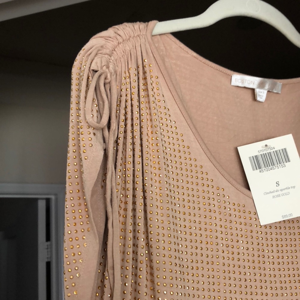 Boston Proper Cinched Sleeve Sparkle Top/Small
